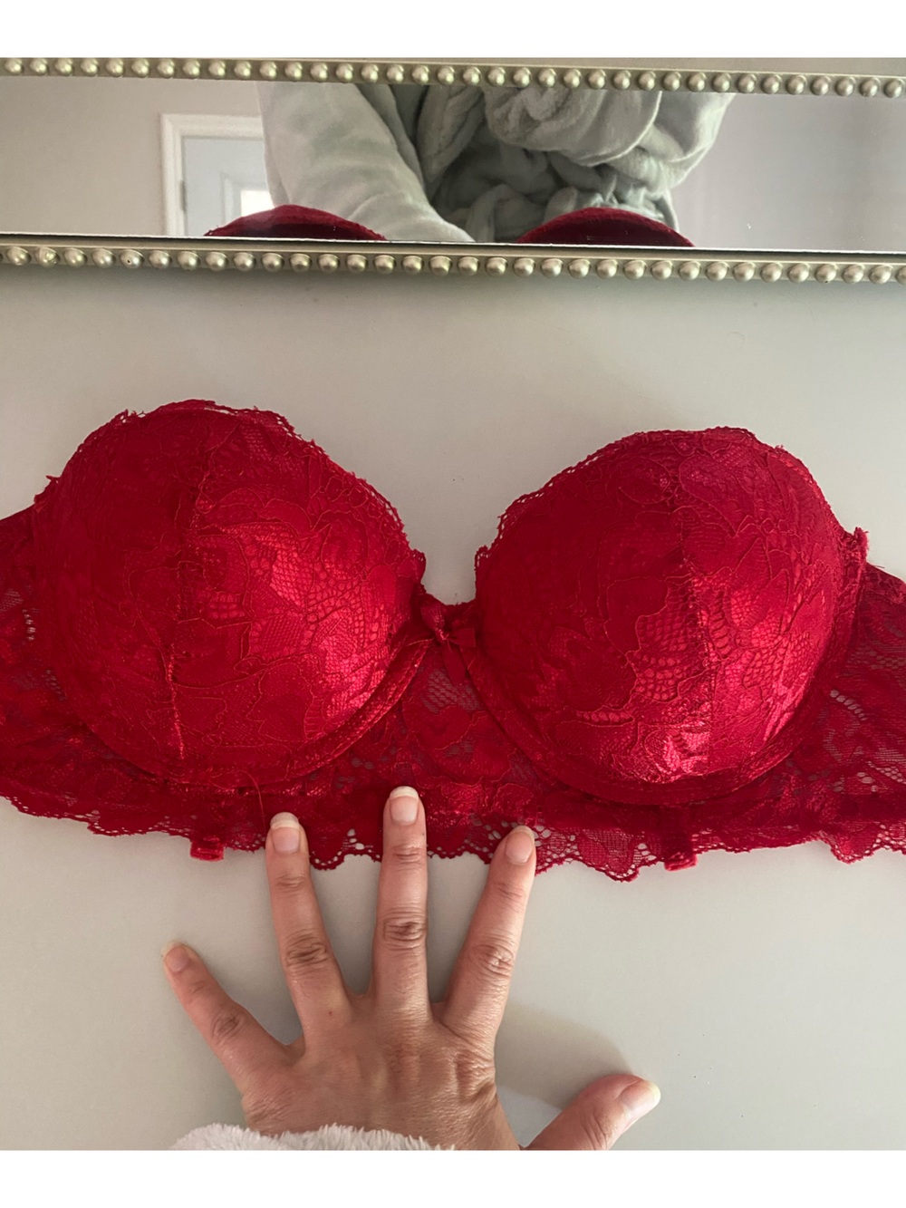 34-b red lace bra